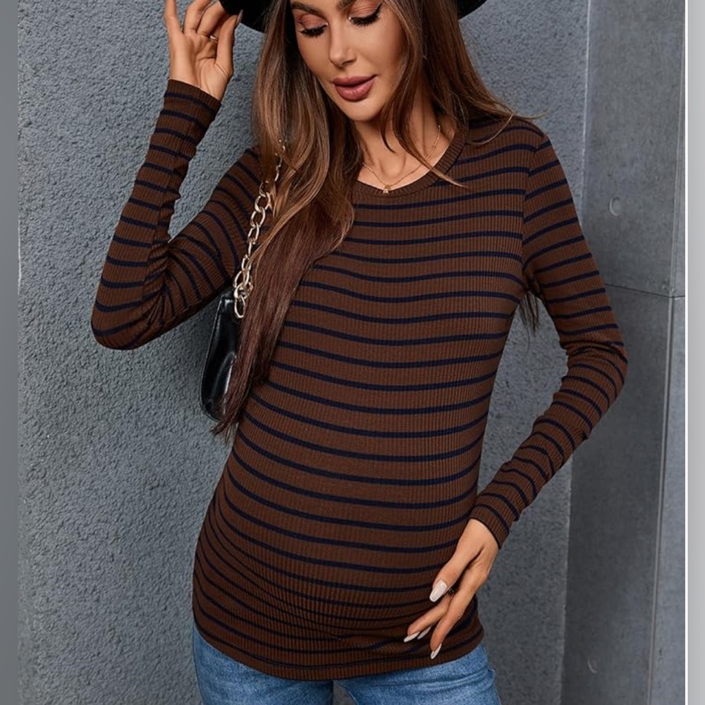 Amazon Fitted Long Sleeve Tee Brown and Black